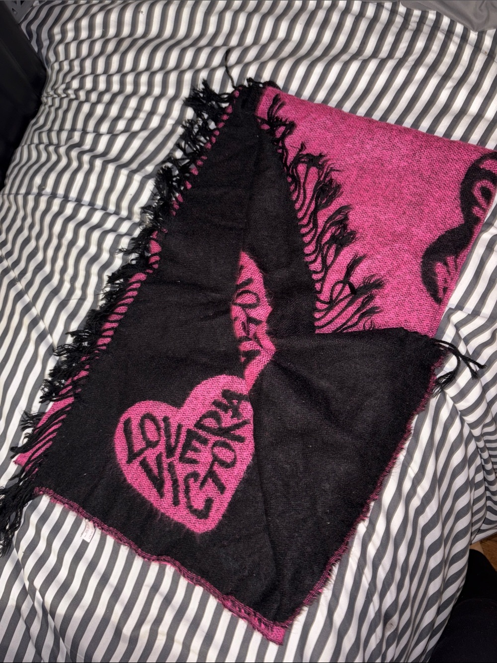 VS 2 Sided “Heart Fringy” Limited Edition Super Soft Blanket